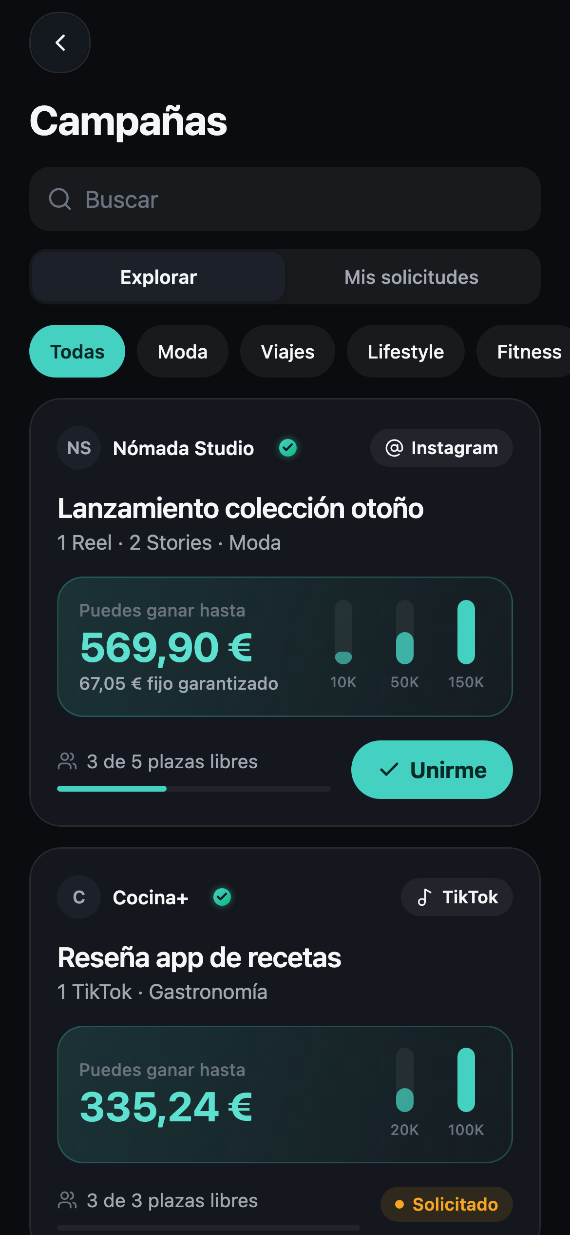 Campañas en CollUp
