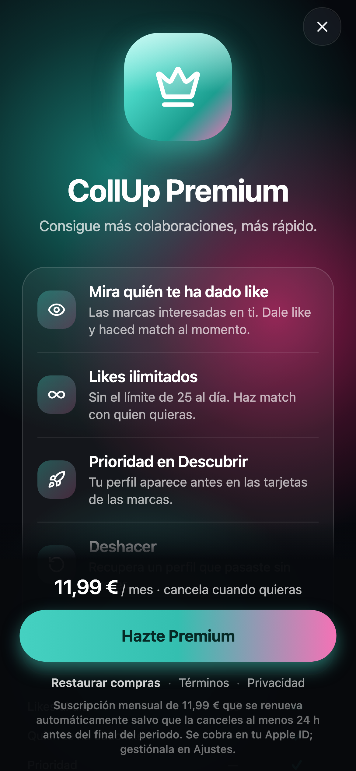 CollUp Premium para creadores